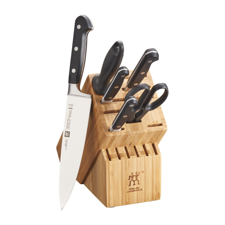ZWILLING Professional S Knife Set with Block, Chef�s Knife, Serrated Utility Knife, 7 Piece, Bamboo