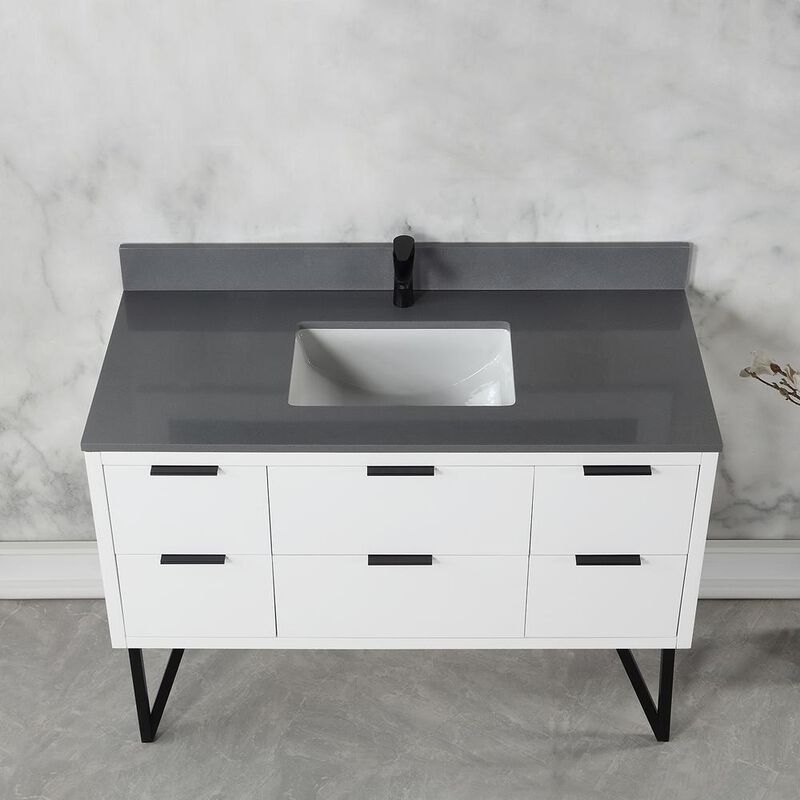 Altair 48 Single Bathroom Vanity in White without Mirror