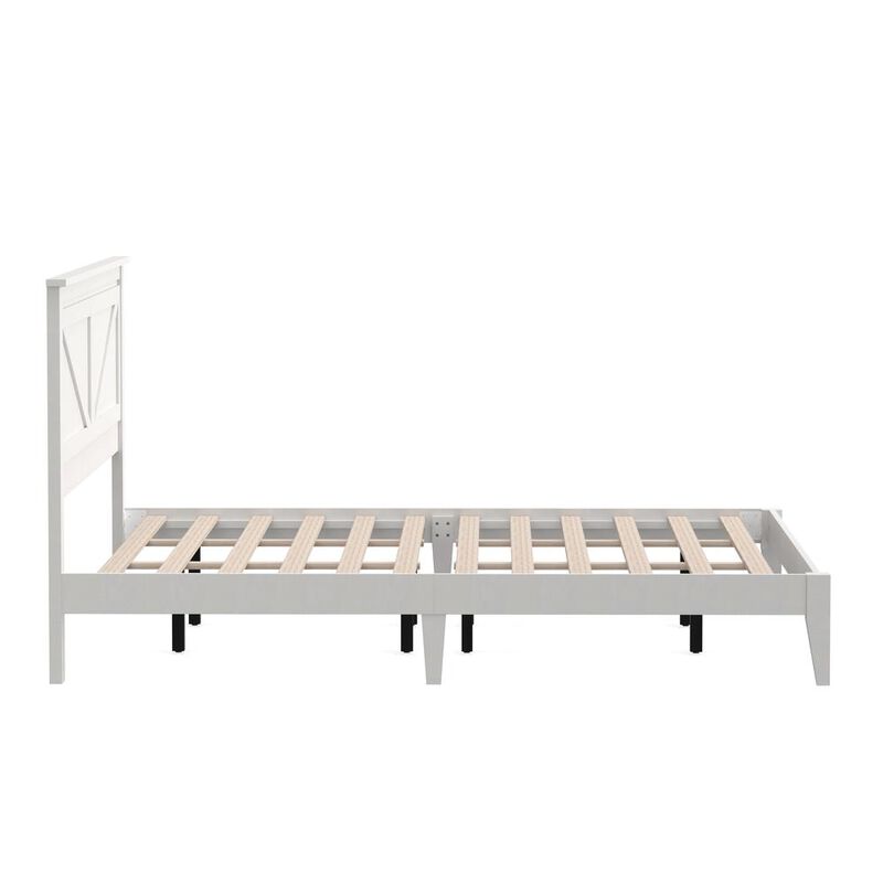 Glenwillow Home Farmhouse Wood Platform Bed in King - White