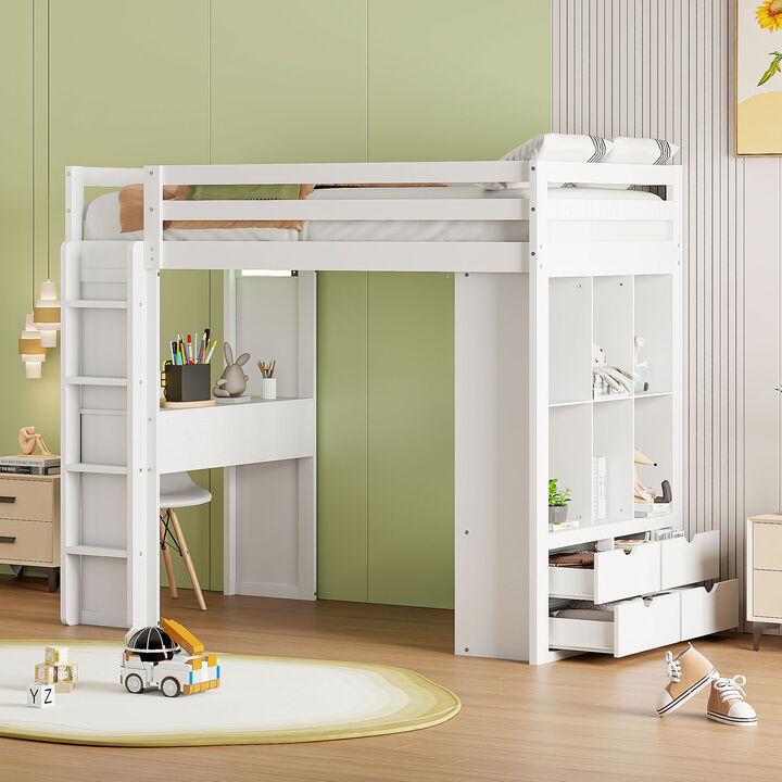 Merax Storage Loft Bed with Writing Desk