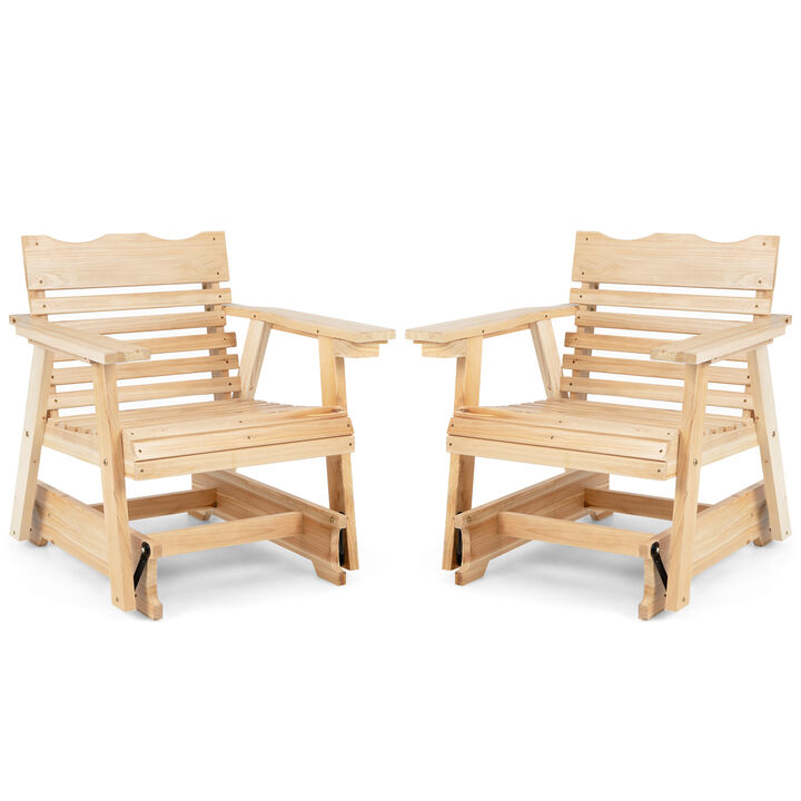 Outdoor Wood Rocking Chair with High Back and Widened Armrests