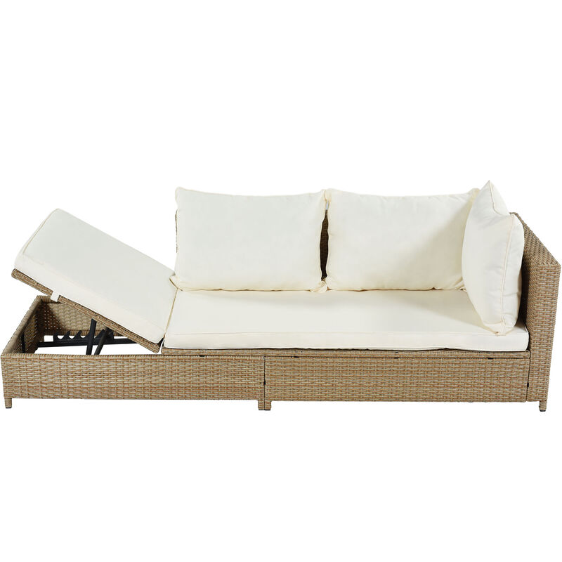 Merax Outdoor 3-Piece Rattan Sofa Set with Table