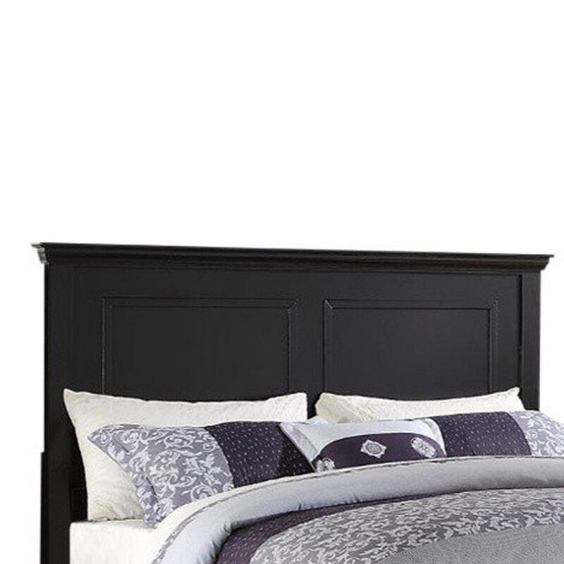 Seamless Wooden Queen Bed, Black-Benzara