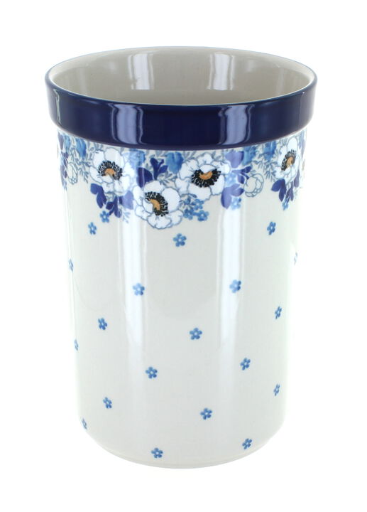 Blue Rose Polish Pottery Summer Blooms Utensil Jar