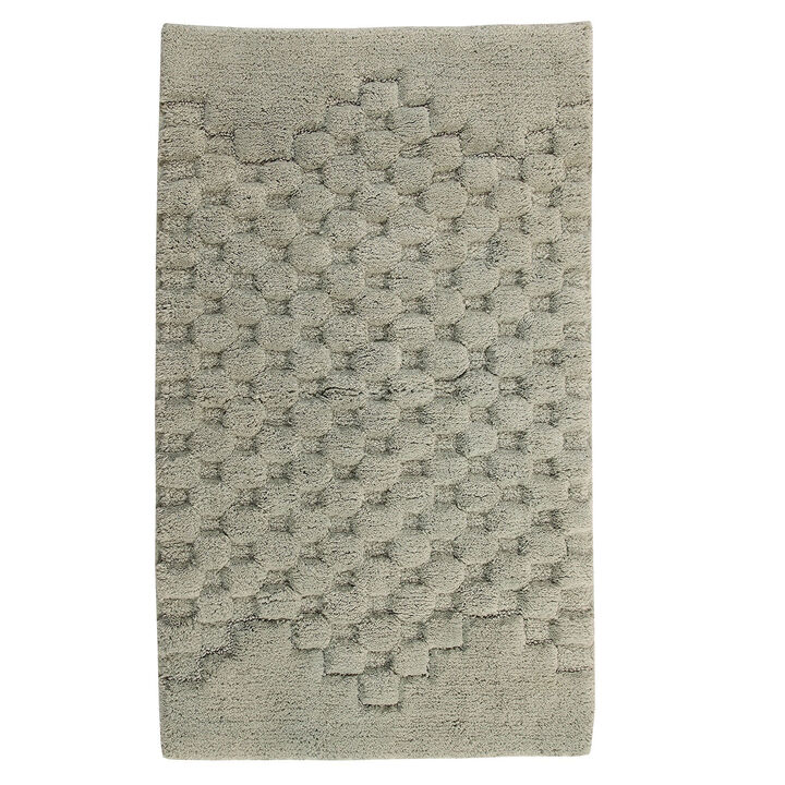 Knightsbridge Luxurious Block Pattern High Quality Year Round Cotton With Non-Skid Back Bath Rug 20" X 30" Sage