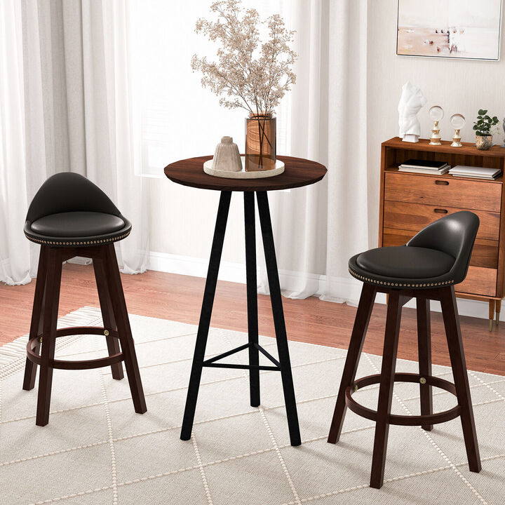 2 Pieces Cushioned Swivel Bar Stool Set with Low Back-Black