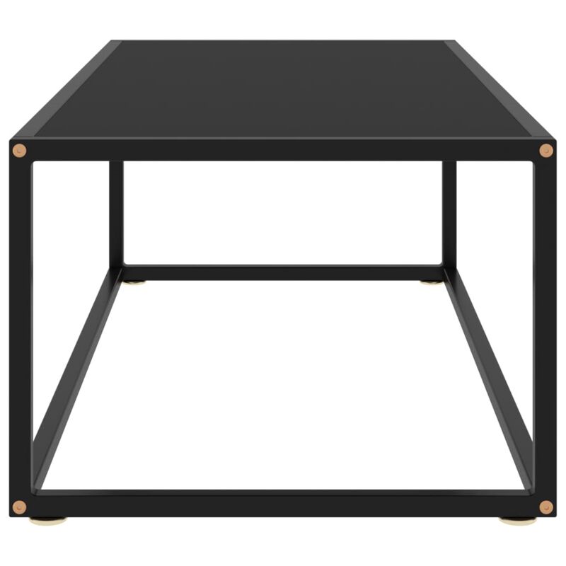 vidaXL Modern Rectangular Coffee Table | Black Tempered Glass and Powder-Coated Steel | Easy Assembly | Functional Living Room Furniture