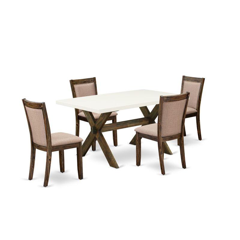 East West Furniture X726MZ716-5 5Pc Dining Set - Rectangular Table and 4 Parson Chairs - Multi-Color Color