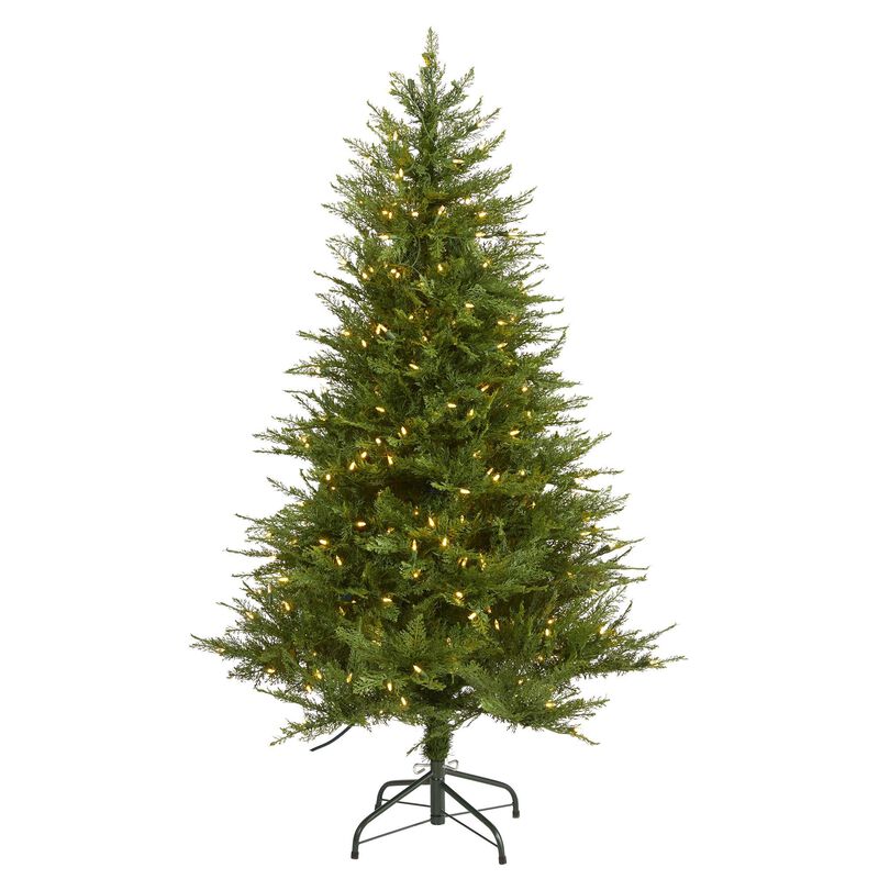 Nearly Natural 5-ft Wisconsin Fir Artificial Christmas Tree with 250 Warm White LED Lights and 578 Bendable Branches