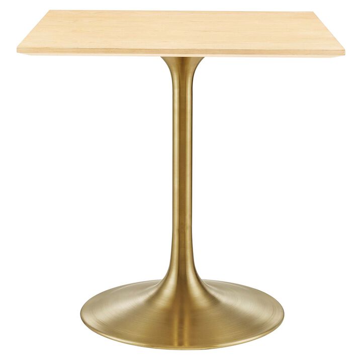 Modway - Lippa 28" Square Wood Grain Dining Table Gold Natural
