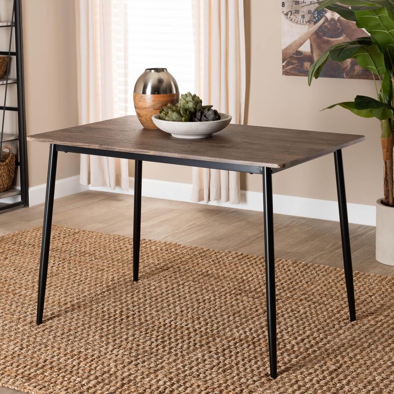 Baxton Studio Dalair Industrial Rustic Brown Wood and Metal Dining Table