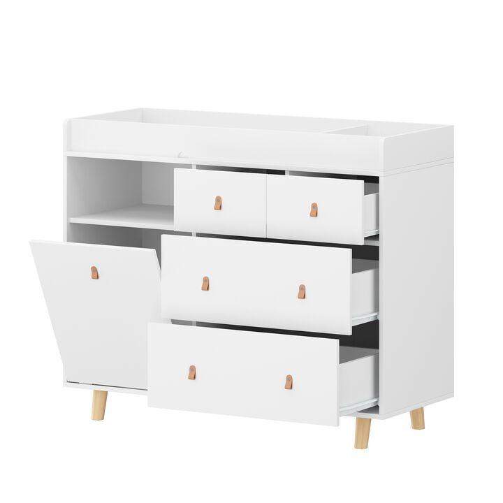 White 4-Drawer Kid Dresser Baby Changing Table Nursery Dresser 37 in. H x 45 in. W