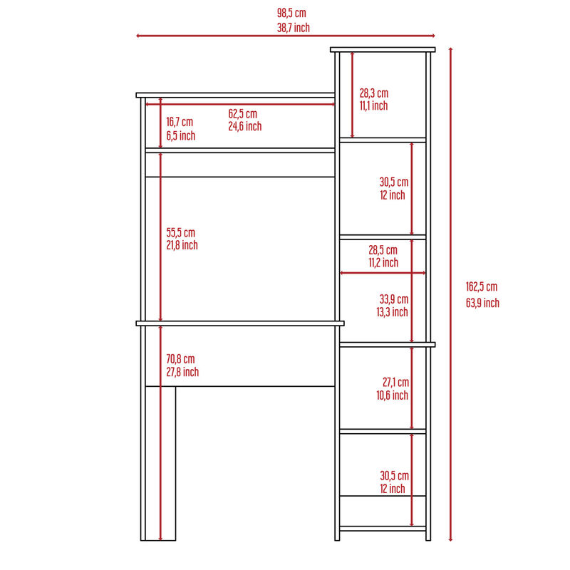 Versailles Writintg Desk, Two Superior Shelves, Five Cubbies