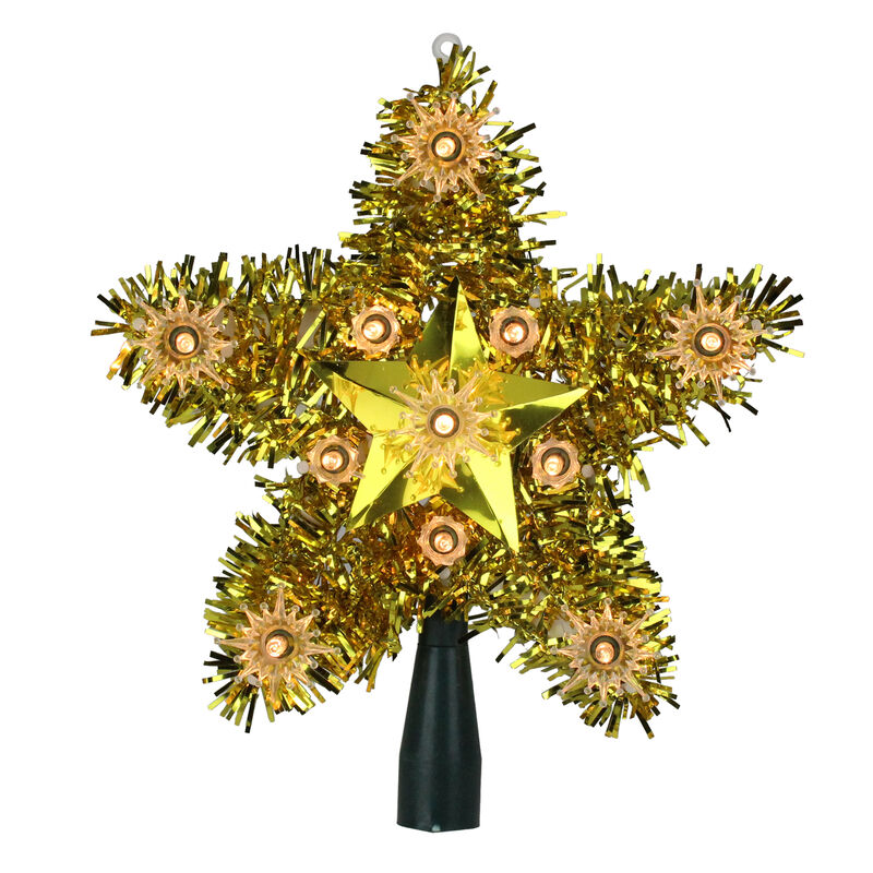 7" Lighted Gold Star Christmas Tree Topper - Clear Lights