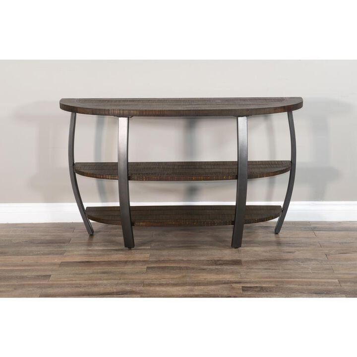 Sunny Designs Homestead 52 Mahogany Wood & Metal Sofa Table in Tobacco Leaf