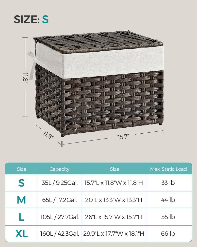 Stylish Storage Box Basket with Lid and Cotton Liner, Perfect for Laundry Room