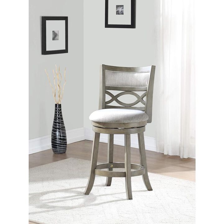 New Classic Furniture New Classic Manchester Gray Wood Swivel Counter Stool w/ Fabric Seat (Set of 2)