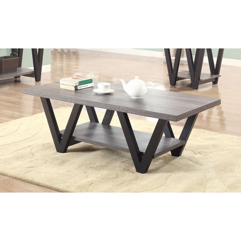 Stevens V-shaped Coffee Table Black and Antique Grey