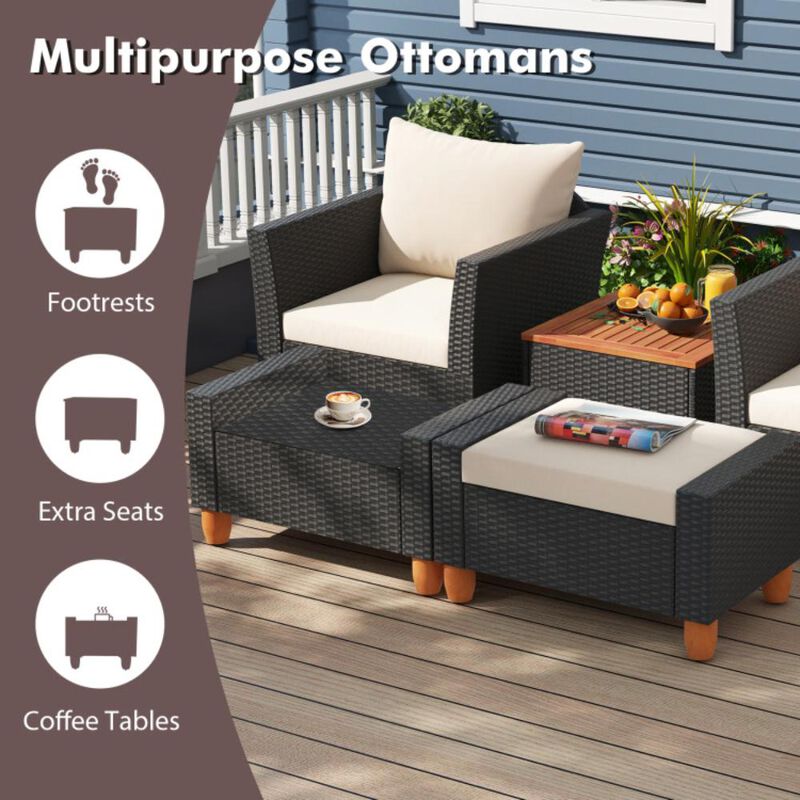 Hivvago 5 Pieces Patio Furniture Set with Loveseat and Armchairs for Porch