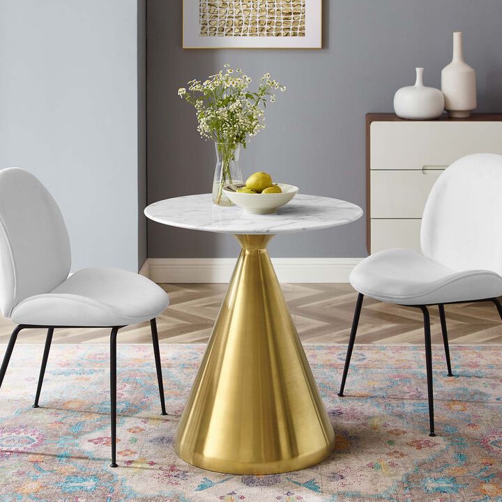 Modway - Tupelo 28" Artificial Marble Dining Table Gold White