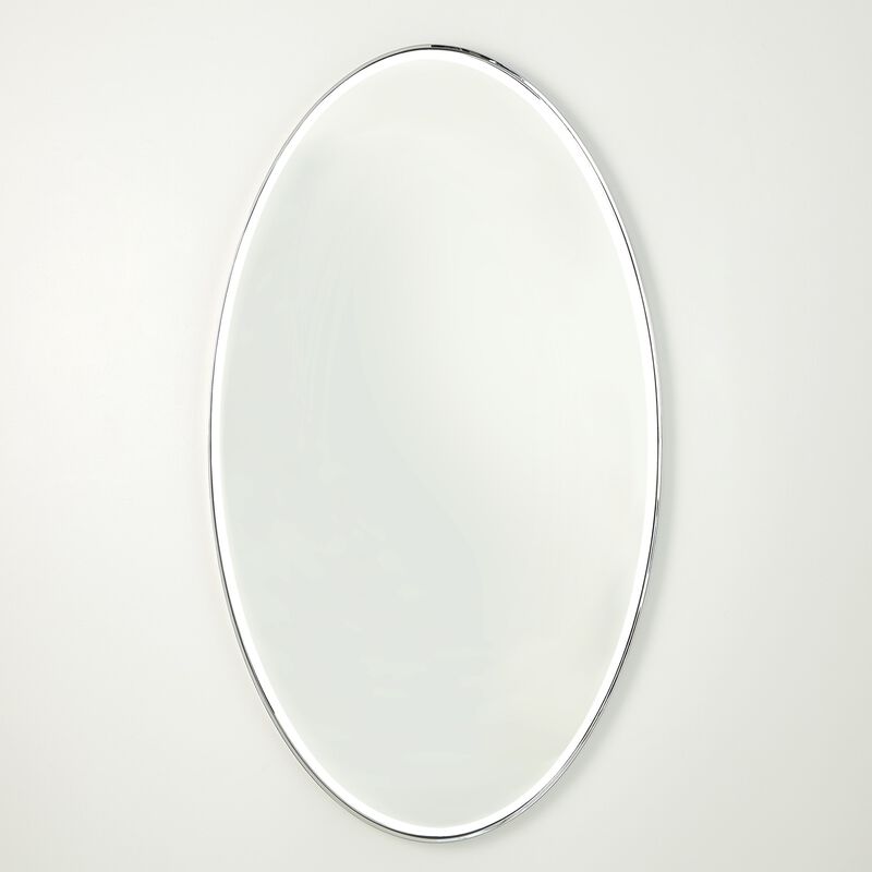 Elongated Oval Mirror- Large Silver