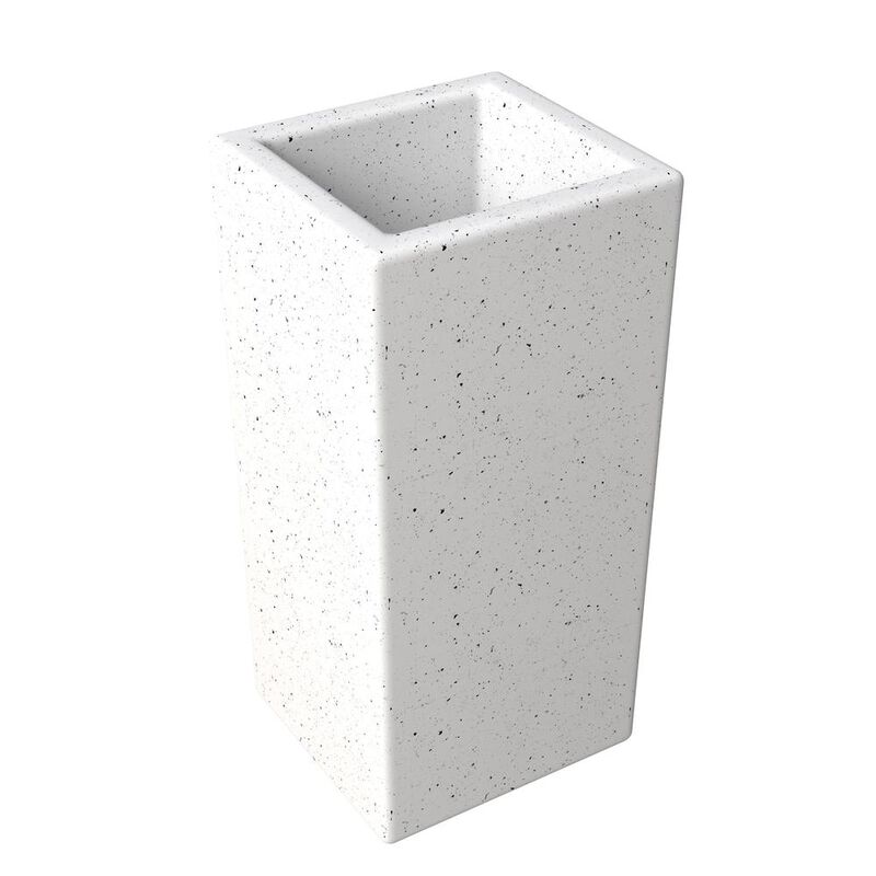 LeisureMod Terra Series Poly Stone Planter in Dotted White 13 x 13 27.6 High