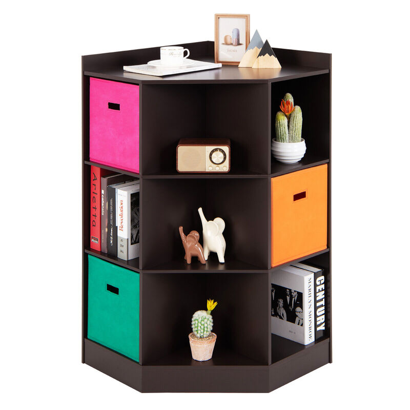3-Tier Kids Storage Shelf Corner Cabinet with 3 Baskets