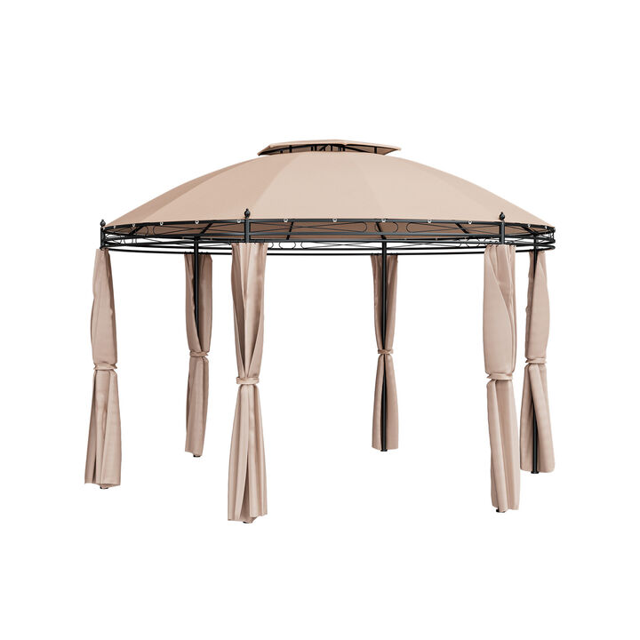 11.5 ft Outdoor Patio Round Dome Gazebo Canopy Shelter with Double Roof Steel