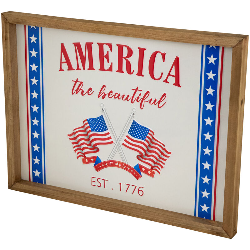 America the Beautiful Patriotic Framed Wall Sign - 15.75"