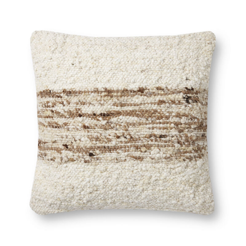 Marie PAL0031 Ivory/Camel 22''x22'' Polyester Pillow by Amber Lewis x Loloi, Set of Two