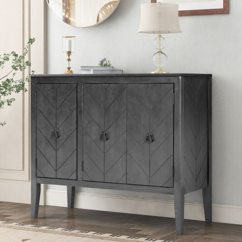 Antique Gray Accent Storage Cabinet with Adjustable Shelf