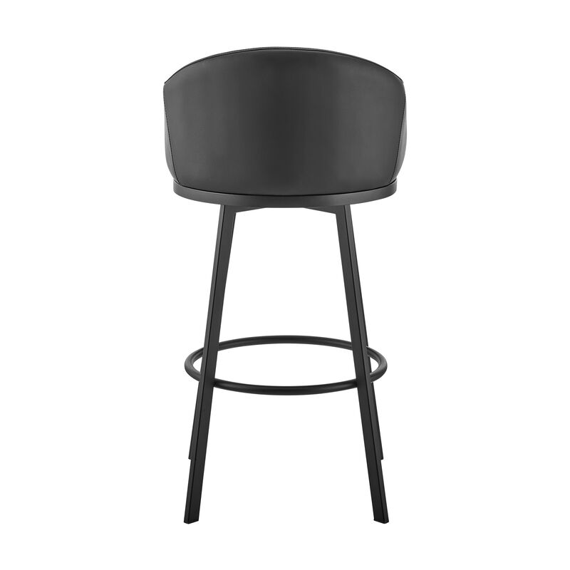 Noran Swivel Stool in Black Metal with Grey Faux Leather