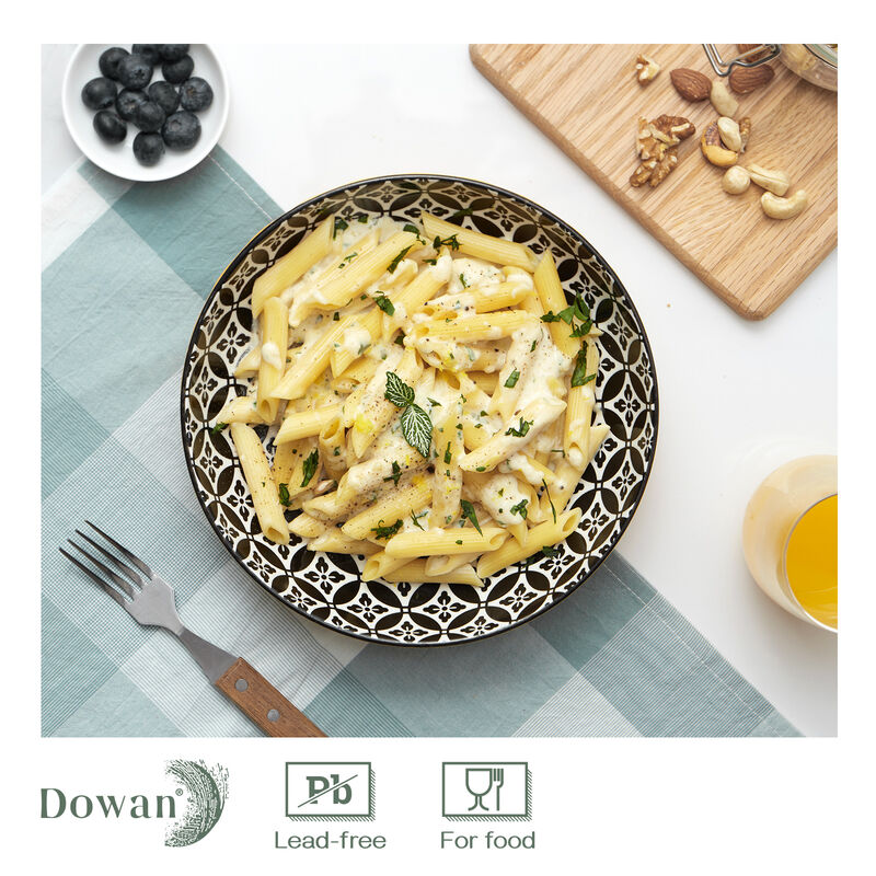 DOWAN Vibrant Pasta Bowls, 8.5'' Large Salad Bowls, 34 Oz Porcelain Pasta Serving Bowl Set of 4
