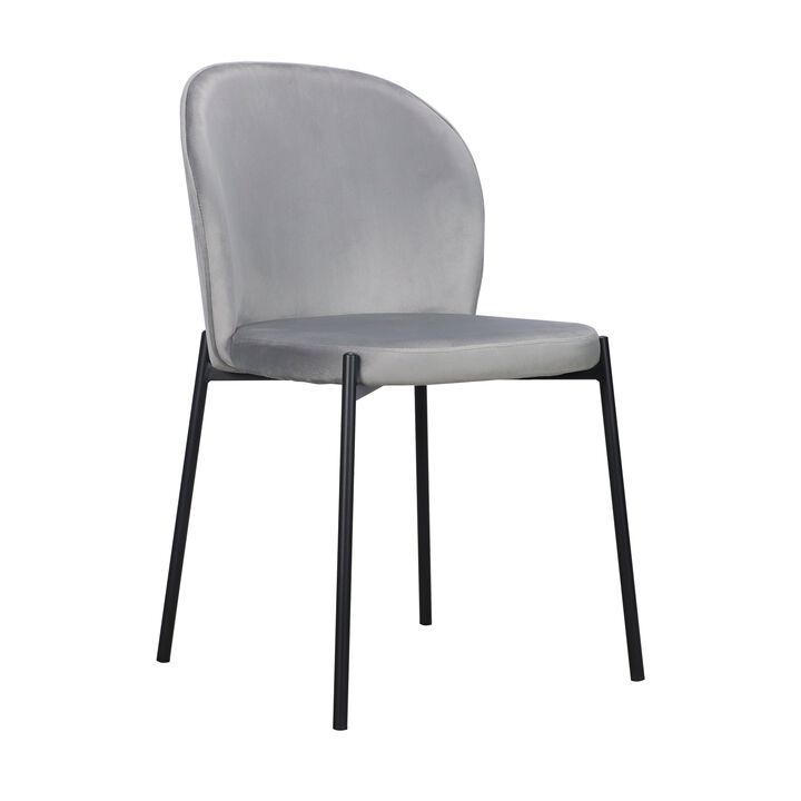 Dining Chair with Fabric Seat and Black Metal legs Set of 2
