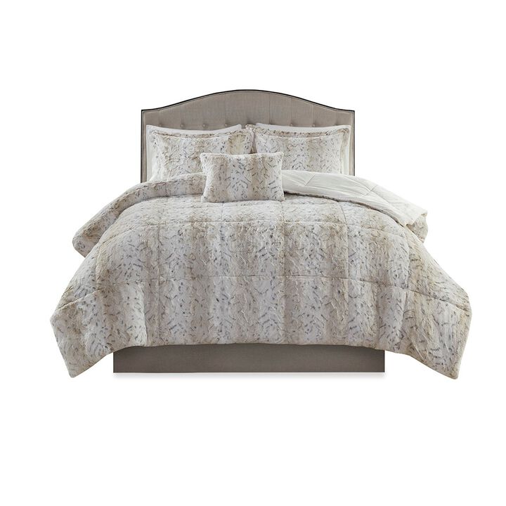 Gracie Mills Shawn 4-Peice Soft Faux Fur to Mink Comforter Set