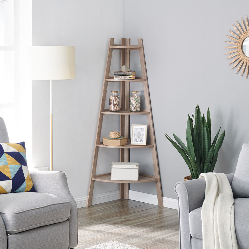 Five Tier Corner Ladder Display Bookshelf