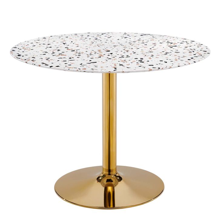 Modway - Verne 40" Round Terrazzo Dining Table Gold White