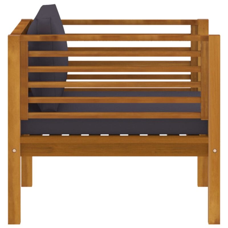 vidaXL Patio Chair with Dark Gray Cushions Solid Acacia Wood
