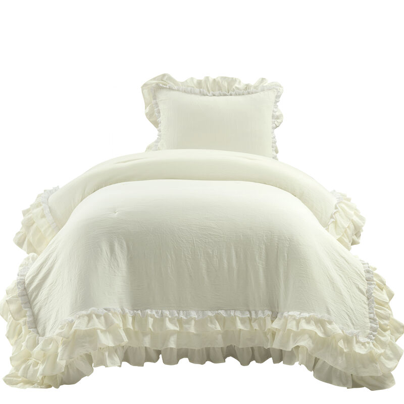 Ella Ruffle Lace Comforter 2-Pc Set