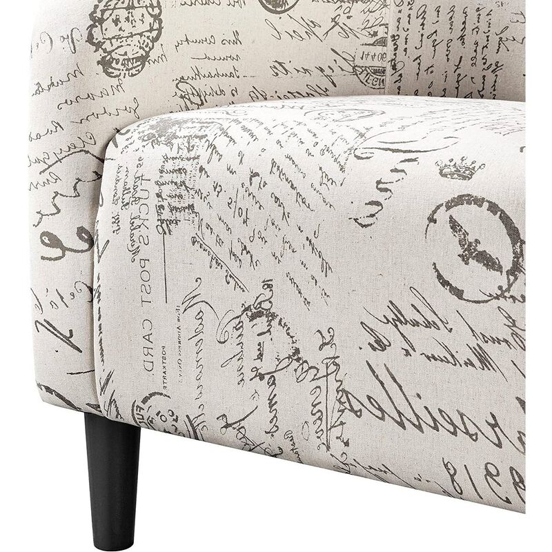 Hivvago Letter Print French Upholstered Barrel Chair and Ottoman Set