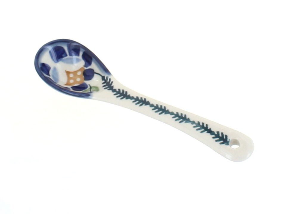 Blue Rose Polish Pottery Small Dots Sugar Spoon