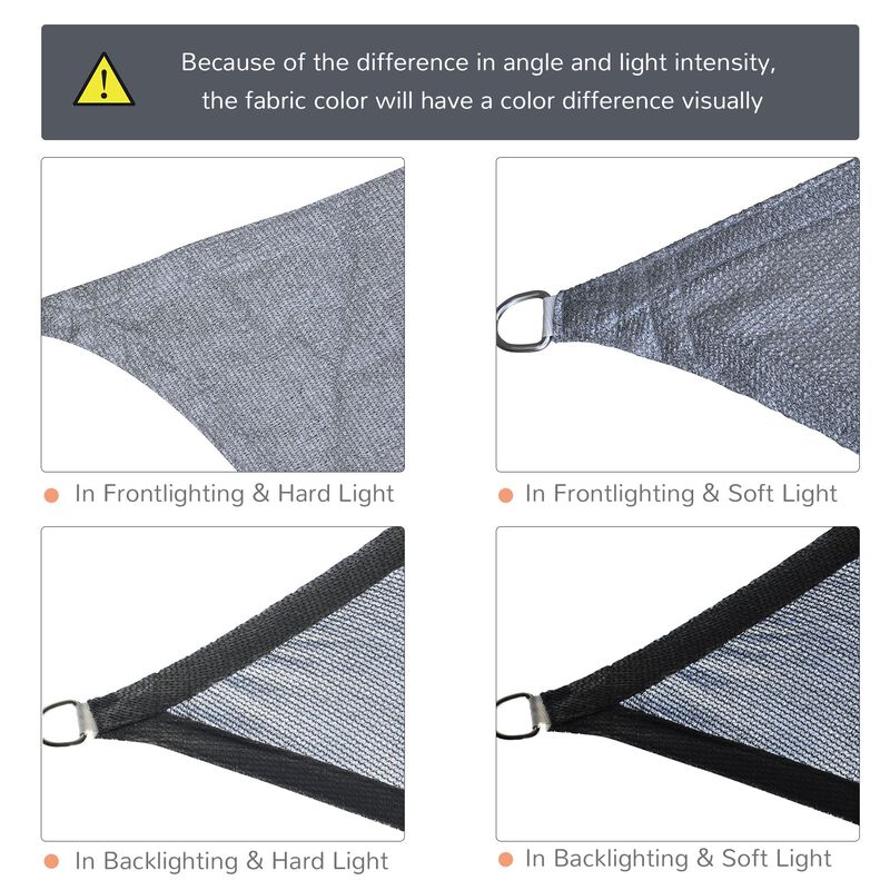 20' x 13' Rectangle Sun Shade Sail Canopy Outdoor Shade Sail Cloth for Patio Deck Yard with D-Rings and Rope Included - Grey