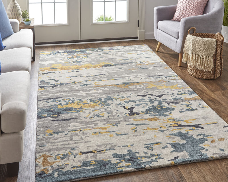 Everley 8644F Gray/Yellow/Blue 5' x 8' Rug