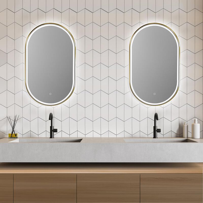 Altair Framed in Brushed Gold Modern Bathroom/Vanity LED Lighted Wall Mirror