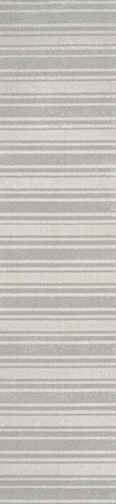 Fawning Two-Tone Striped Classic Low-Pile Machine-Washable Cream/Dark Gray Area Rug