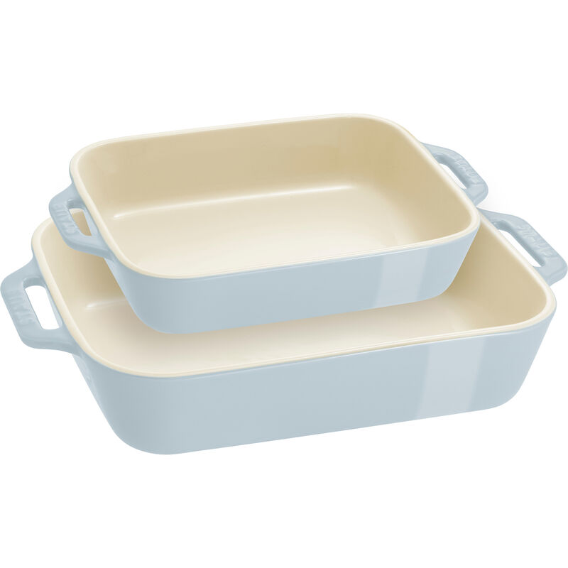 Staub Ceramic 2-pc Rectangular Baking Dish Set - Macaron Pastel Green