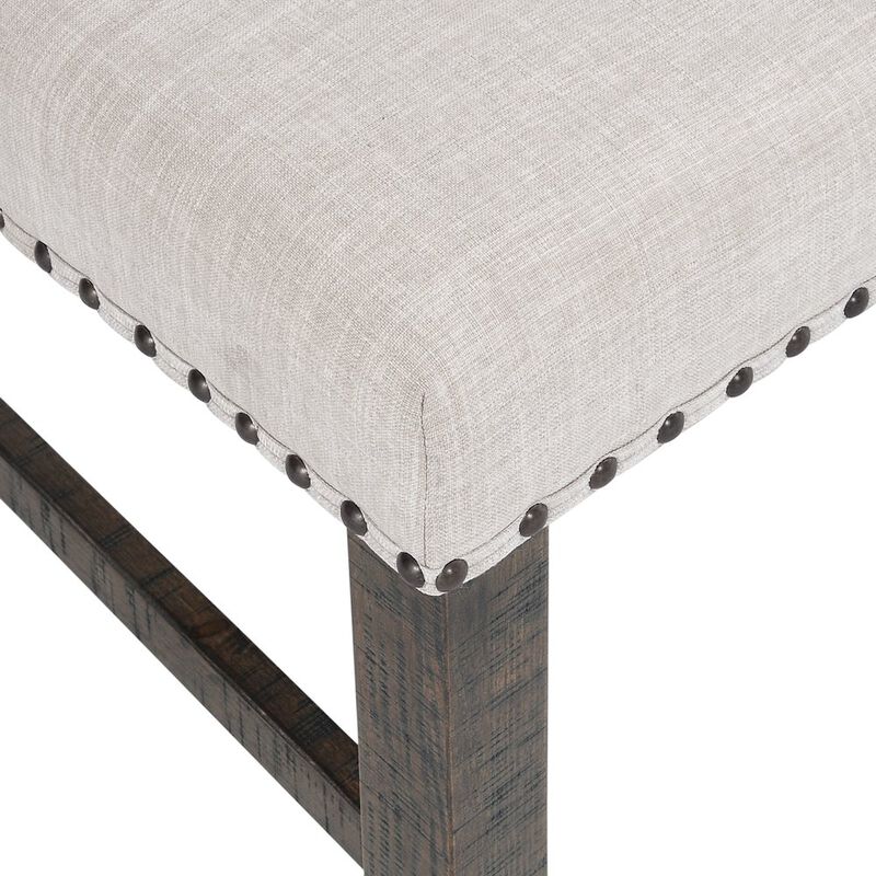 Jofran Willow Creek Distressed Solid Wood Upholstered Dining Bench