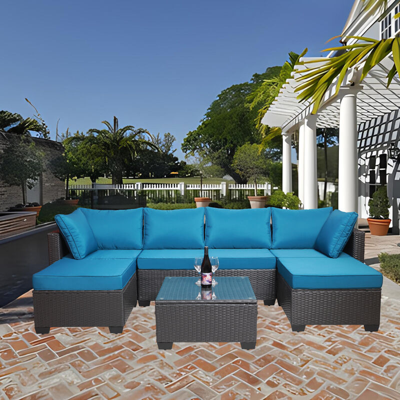 Merax Outdoor Garden Patio Furniture 7-Piece Sofa Sets