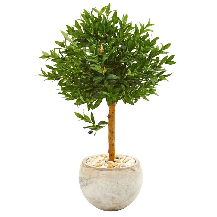 Nearly Natural 38-in Olive Artificial Tree in Planter UV (Indoor/Outdoor)
