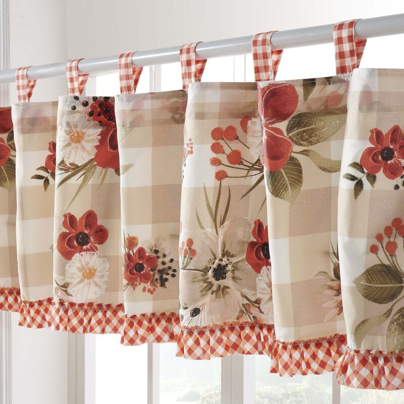 Wheatly Farmhouse Gingham Tab Top Valance 84" x 19" by Greenland Home Fashion